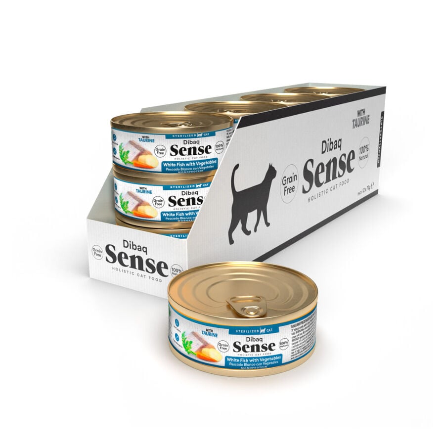 70 g Lata de peixe branco sem gr&atilde;os esterilizados Dibaq Sense com vegetais para gatos, , large Imagem n&uacute;mero 2