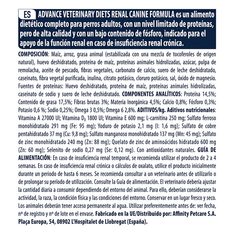 Affinity Advance Veterinary Diets Renal ração para cães, , large image number null