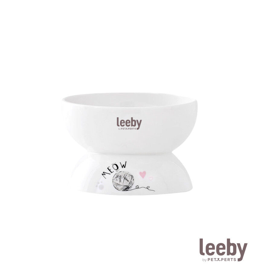 Leeby Comedouro Elevado de Cer&acirc;mica Branco para Gatos, , large Imagem n&uacute;mero 2