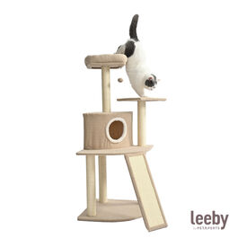 Leeby Boucle Collection árvore arranhadora com cama nido e arranhador vertical para gatos