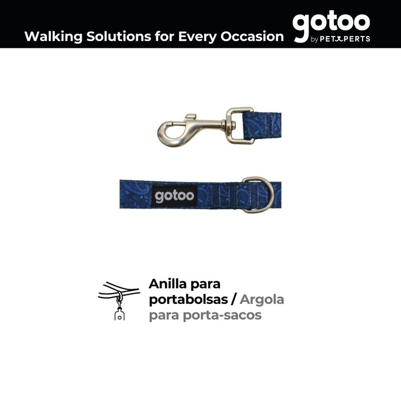 Gotoo Correa estampada caxemira clásica azul para perros,  Imagem número 3 Gotoo Correa estampada caxemira clásica azul para perros, , large Imagem número 3