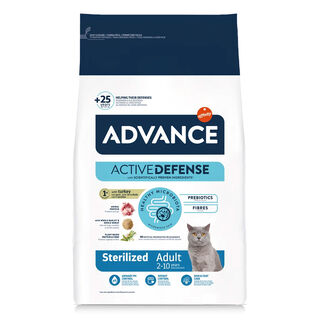 Advance Active Defense Adult Sterilized Peru e Cevada ração para gatos