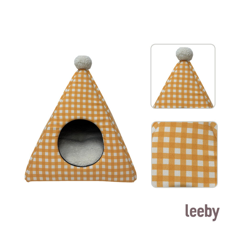Leeby Cama pir&acirc;mide vichy laranja para gatos, , large Imagem n&uacute;mero 4