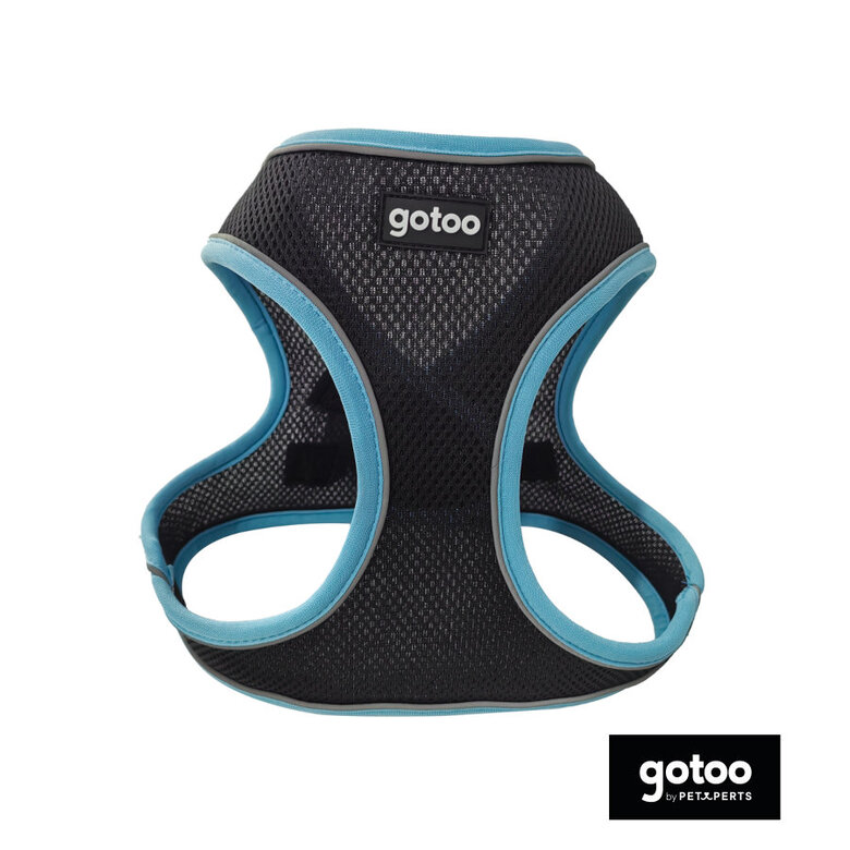 Gotoo Peitoral ajustável de malha turquesa/preto para cães,  Imagem número 2 Gotoo Peitoral ajustável de malha turquesa/preto para cães, , large Imagem número 2