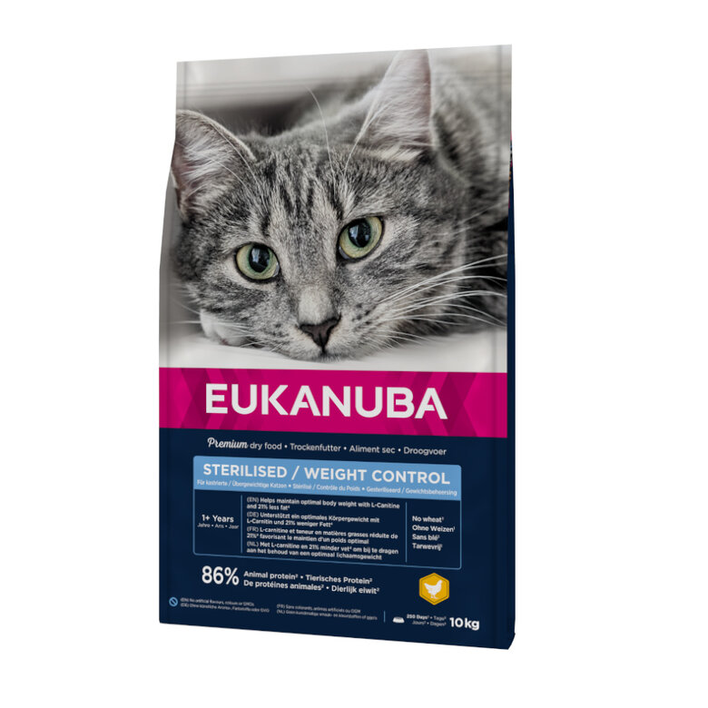 10 kg Eukanuba Sterilised Weight Control ração para gatos,  Imagem número 1 10 kg Eukanuba Sterilised Weight Control ração para gatos, , large Imagem número 1