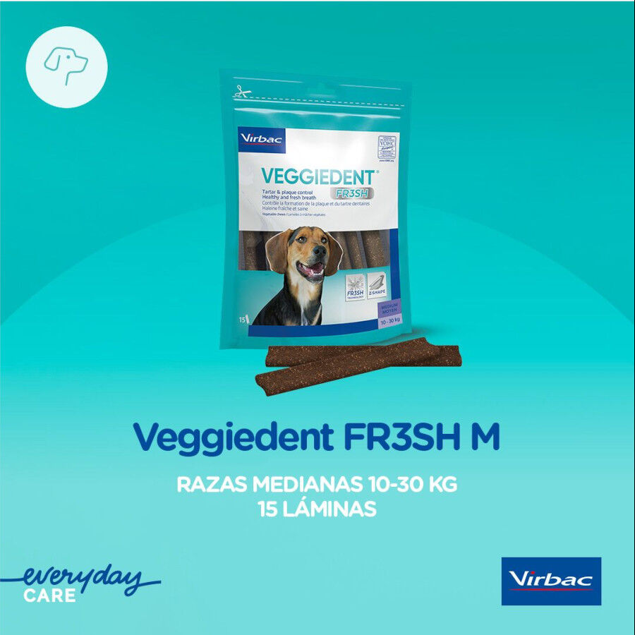 15 sticks Virbac Snacks Dent&aacute;rios Veggiedent Fresh para c&atilde;es de ra&ccedil;a m&eacute;dia, , large Imagem n&uacute;mero 3