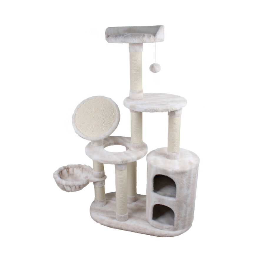 Nayeco Season &Aacute;rvore Arranhador branco com tr&ecirc;s n&iacute;veis para gatos, , large Imagem n&uacute;mero 1