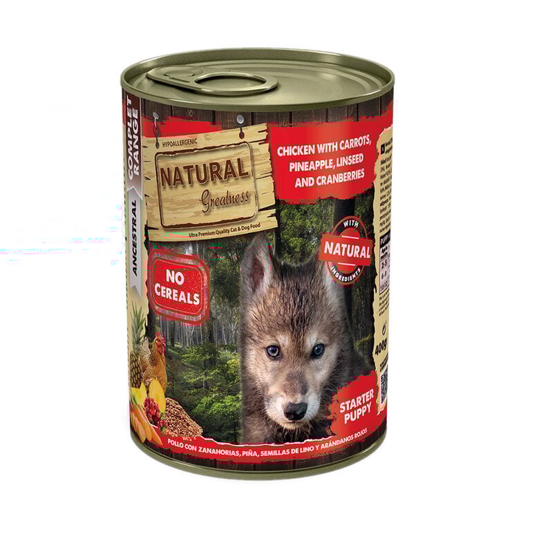 400 g Natural Greatness Complet Range Ancestral Frango com Cenoura e Ananás patê em lata para cães ,  Imagem número 1 400 g Natural Greatness Complet Range Ancestral Frango com Cenoura e Ananás patê em lata para cães , , large Imagem número 1