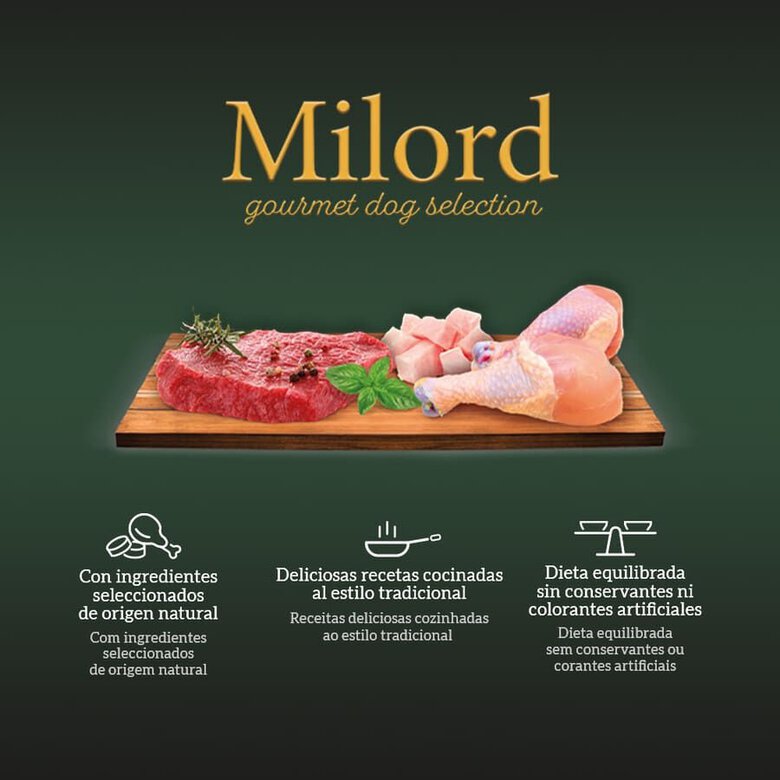 150 g Milord Senior Frango e Arroz em paté terrina para cães,  Imagem número 3 150 g Milord Senior Frango e Arroz em paté terrina para cães, , large Imagem número 3