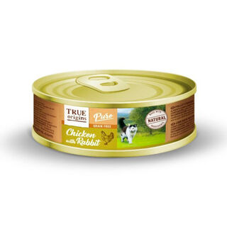 True Origins Adult Pure Frango e Coelho lata para gatos