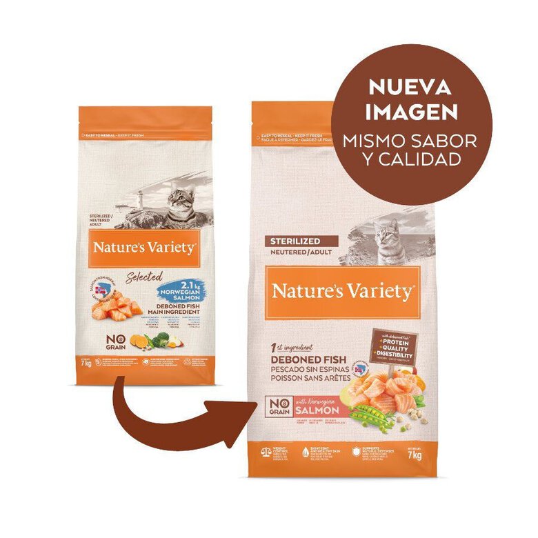 7 kg Nature's Variety No Grain Adult Sterilised Salmão da Noruega ração para gatos,  Imagem número 2 7 kg Nature's Variety No Grain Adult Sterilised Salmão da Noruega ração para gatos, , large Imagem número 2