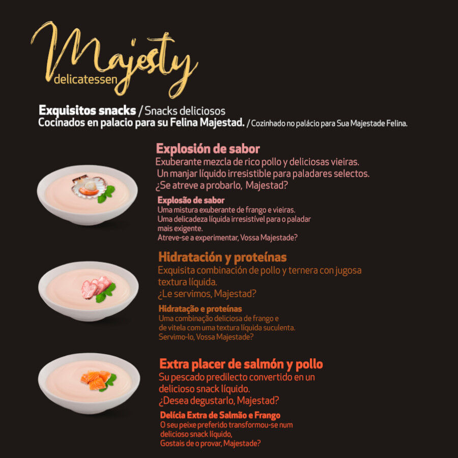 48 saquetas x 15 g Majesty Snack l&iacute;quido Mix para gatos, , large Imagem n&uacute;mero 3