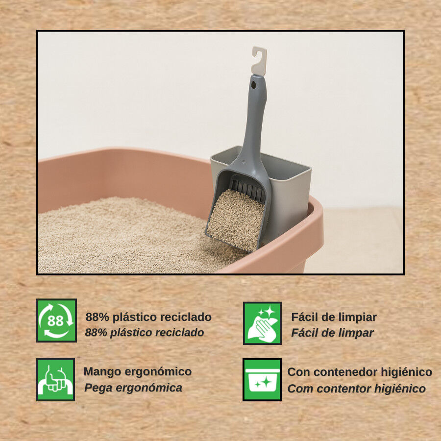 Nice Care Sanitary Scoop P&aacute; para areia com recipiente para gatos, , large Imagem n&uacute;mero 3