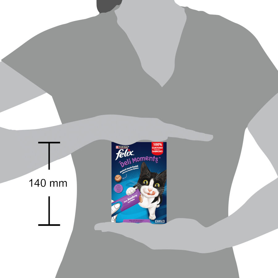 4 saquetas x 10 g Purina Felix Deli Moments com Pato Snack liquido para gatos , , large Imagem n&uacute;mero 3