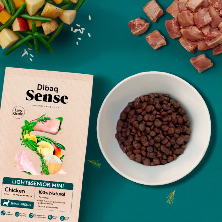2 kg Dibaq Sense Low Grain Light & Senior Mini Ra&ccedil;&atilde;o de frango para c&atilde;es, , large Imagem n&uacute;mero 2