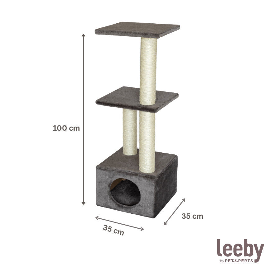 Leeby Colette DoubPost torre arranhadora com cama nido cinzenta para gatos, , large Imagem n&uacute;mero 4