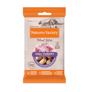 Nature's Variety Snacks Meat Bites Peru liofilizado para cães