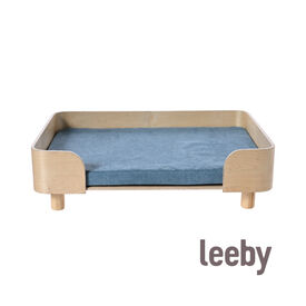 Leeby Sofá com almofada zul removível para cães