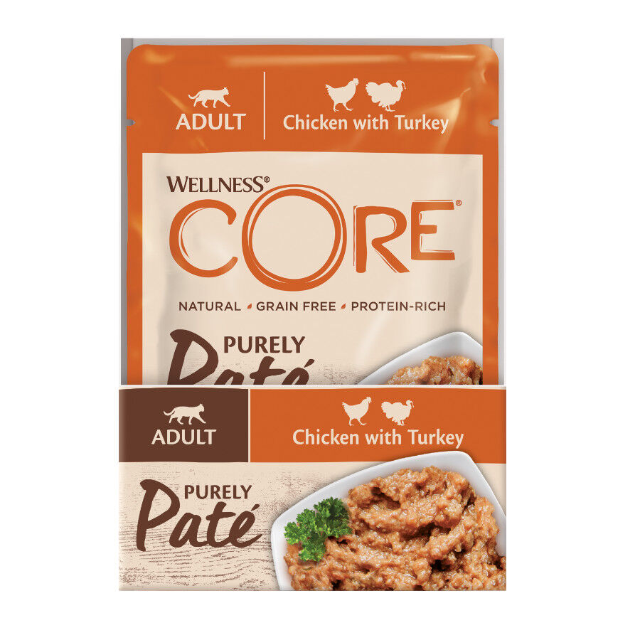 85 g Wellness Core Adult Frango e Peru em Pat&ecirc; saqueta para gatos, , large Imagem n&uacute;mero 2