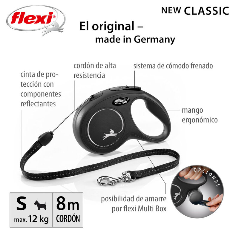 Flexi New Classic Trela extensível com cordão preto para cães,  Imagem número 2 Flexi New Classic Trela extensível com cordão preto para cães, , large Imagem número 2