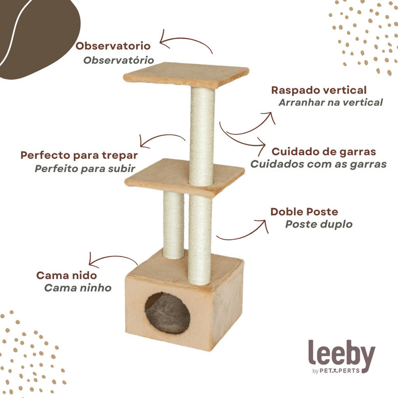 Leeby Colette DoubPost torre arranhadora com cama nido bege para gatos,  Imagem número 3 Leeby Colette DoubPost torre arranhadora com cama nido bege para gatos, , large Imagem número 3