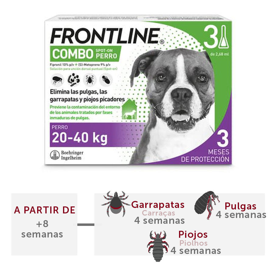 Frontline Spot On Combo Pipetas Antiparasit&aacute;rias para c&atilde;es 20 - 40 kg, , large Imagem n&uacute;mero 2