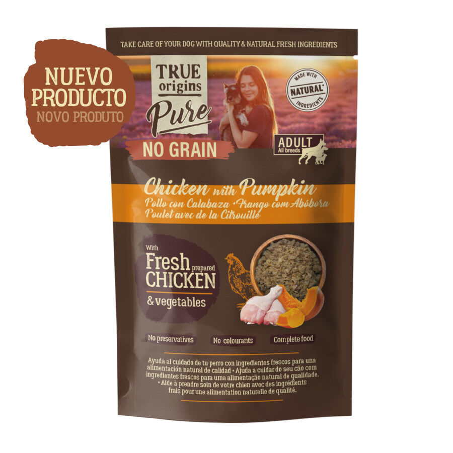 True Origins Pure Comida h&uacute;mida de frango e ab&oacute;bora para c&atilde;es , , large Imagem n&uacute;mero 2