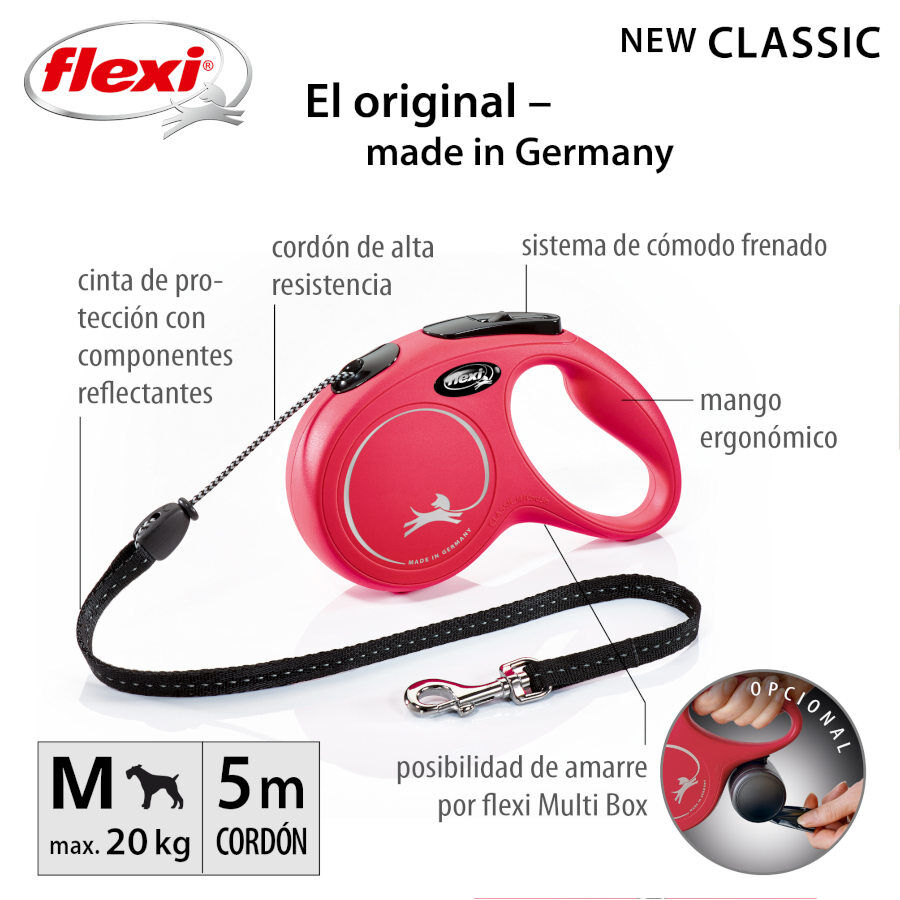 Flexi New Classic Trela extens&iacute;vel com cabo vermelho para c&atilde;es, , large Imagem n&uacute;mero 2
