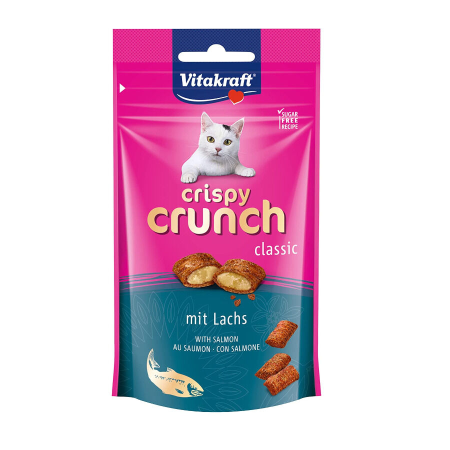 2 pacotes x 60 g Vitakraft Biscoitos Crispy Crunch Salm&atilde;o para gatos Pack poupan&ccedil;a!, , large Imagem n&uacute;mero 1