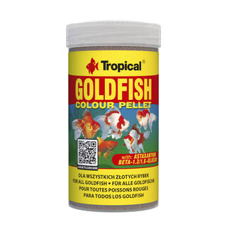 Comida de peixe em pellets coloridos para peixes dourados tropicais