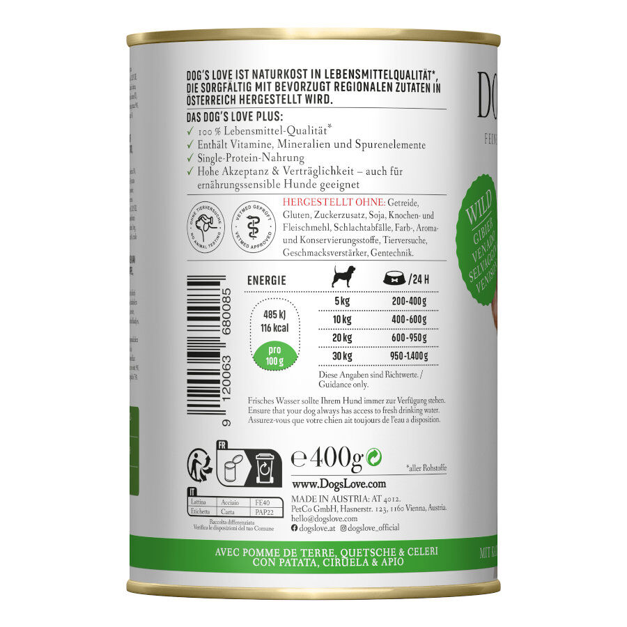400 g Dog's Love Adulto Veado em lata para c&atilde;es, , large Imagem n&uacute;mero 2
