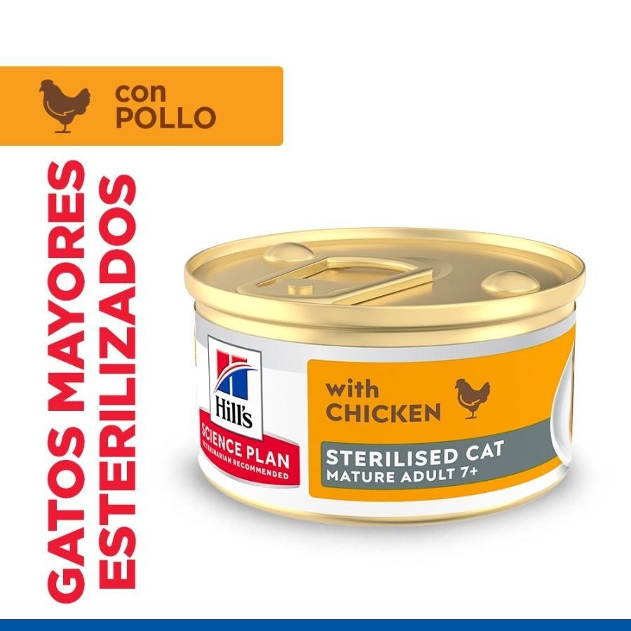 85 g Hill's Science Plan Mature Sterilised Comida h&uacute;mida Mousse de Frango para gatos, , large Imagem n&uacute;mero 1