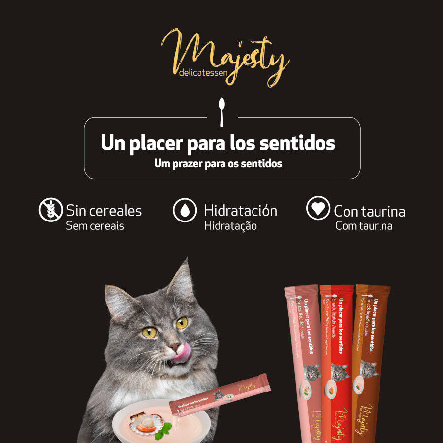 48 saquetas x 15 g Majesty Snack l&iacute;quido Mix para gatos, , large Imagem n&uacute;mero 4