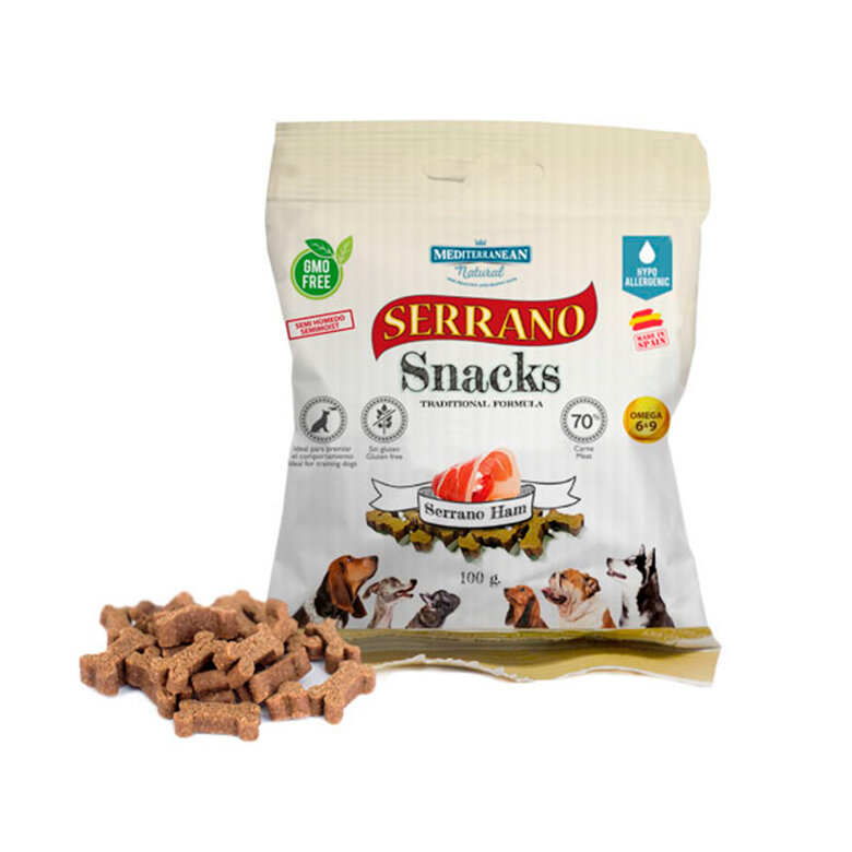 Mediterranean Natural Biscoitos Serrano Snacks de Fiambre para cães, , large image number null