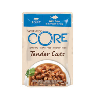 Wellness Core Tender Cuts atum em molho saquetas para gatos