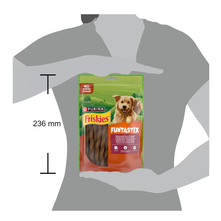 6 pacotes x 175 g Friskies Funtastix Palitos de Queijo e Bacon para c&atilde;es Pack poupan&ccedil;a!, , large Imagem n&uacute;mero 3