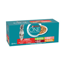 Purina ONE Sterilicat Comida h&uacute;mida de Salm&atilde;o e Cenouras em saquetas para gatos