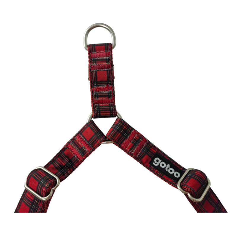 Gotoo Peitoral vermelho estampado tartã para cães,  Imagem número 4 Gotoo Peitoral vermelho estampado tartã para cães, , large Imagem número 4