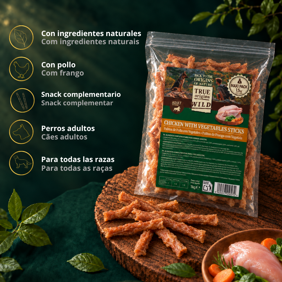 1.5 kg True Origins Wild Palitos de Frango com Vegetais Snack para c&atilde;es, , large Imagem n&uacute;mero 3