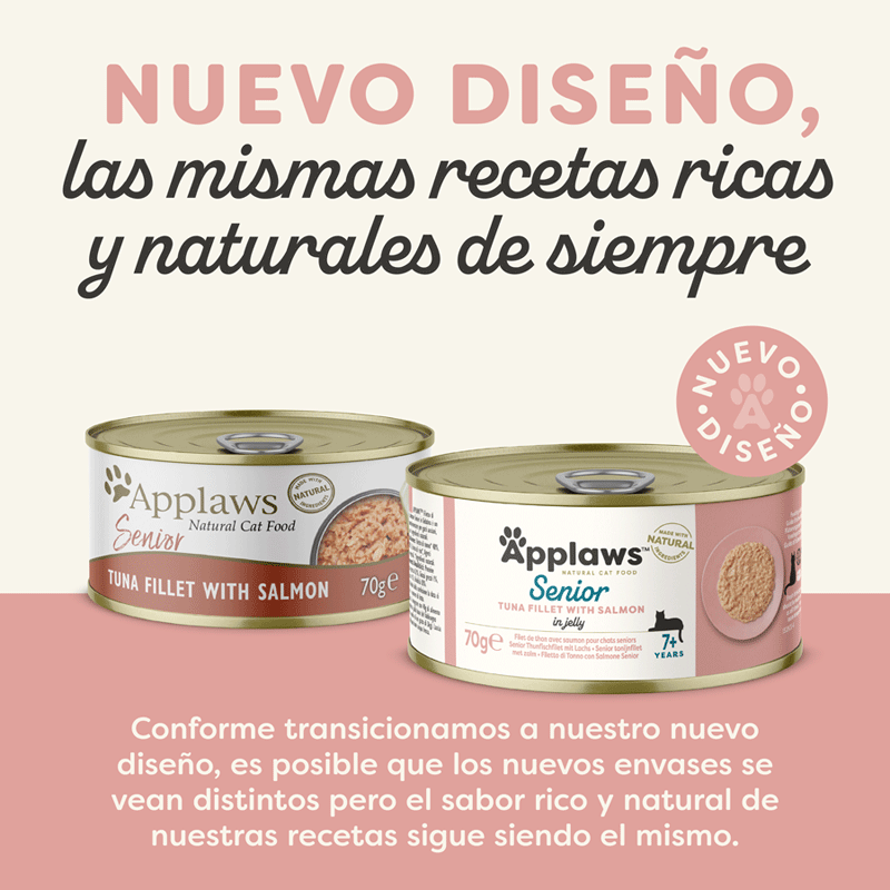 70 g Applaws Senior Atum com Salm&atilde;o lata com galeia para gatos, , large Imagem n&uacute;mero 2