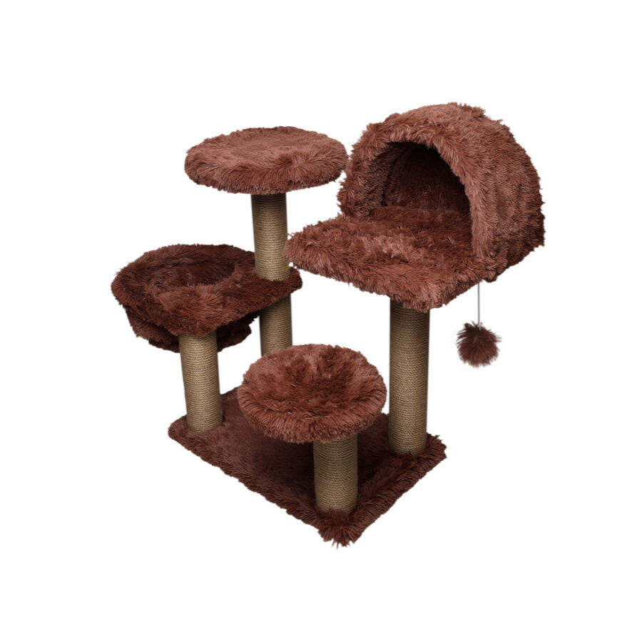 Catshion Katy &Aacute;rvore Arranhador com Gruta Cor de Canela para gatos, , large Imagem n&uacute;mero 1