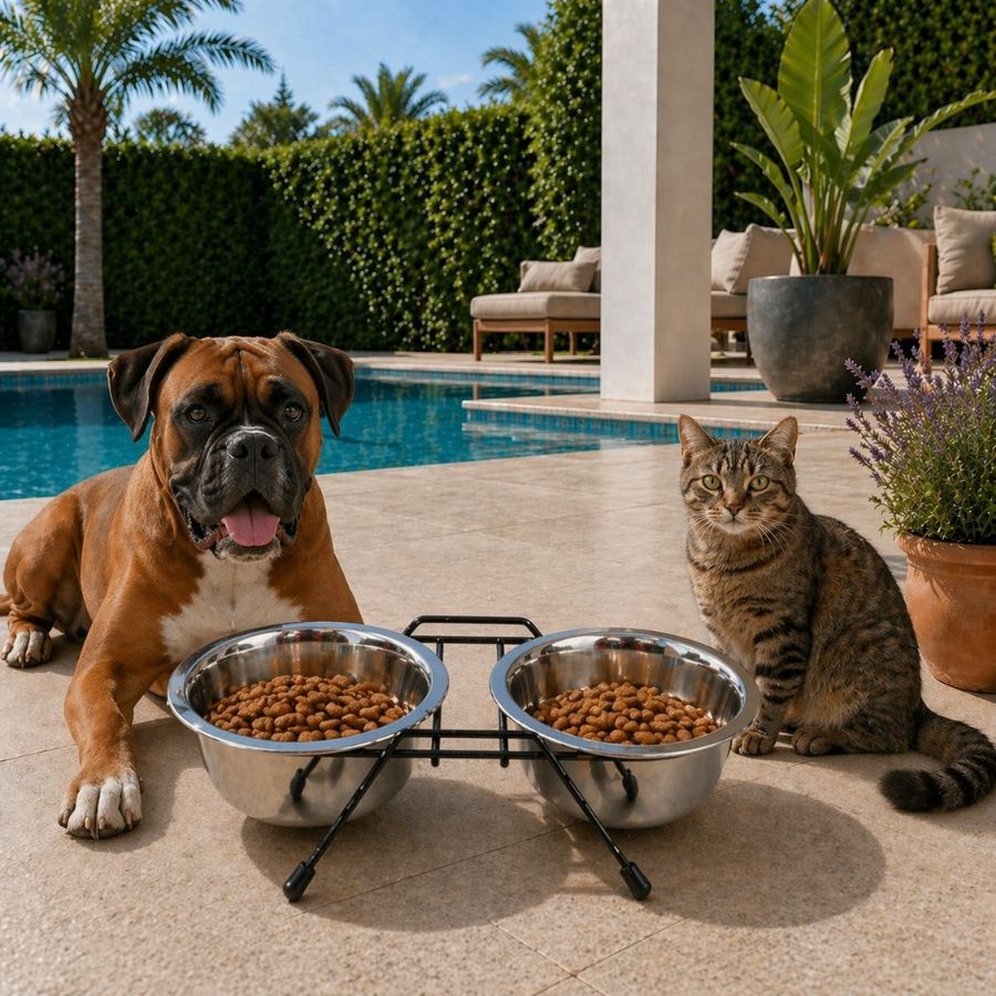 Leeby Comedouro Duplo em A&ccedil;o Inoxid&aacute;vel com Suporte para c&atilde;es e gatos, , large Imagem n&uacute;mero 1