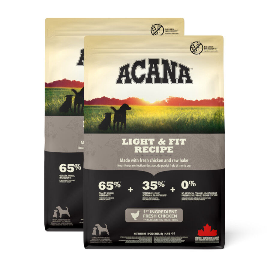 2 x 2 kg Acana Adult Light Y Fit Frango Ra&ccedil;&atilde;o para c&atilde;es Pack poupan&ccedil;a!, , large Imagem n&uacute;mero 1