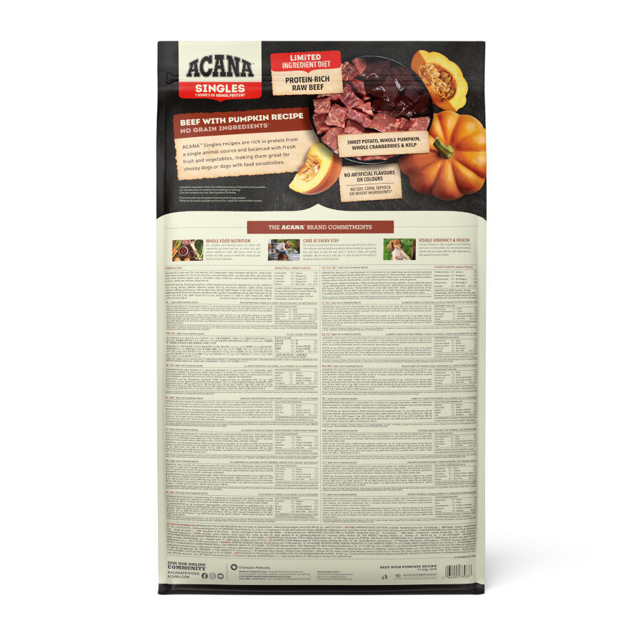 11.4 kg Acana Singles Ra&ccedil;&atilde;o de Carne de Vaca com Ab&oacute;bora para c&atilde;es 11.4 kg, , large Imagem n&uacute;mero 2