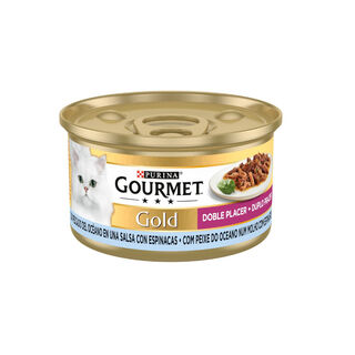 Gourmet Gold Peixe do Oceano e Espinafres em molho para gatos