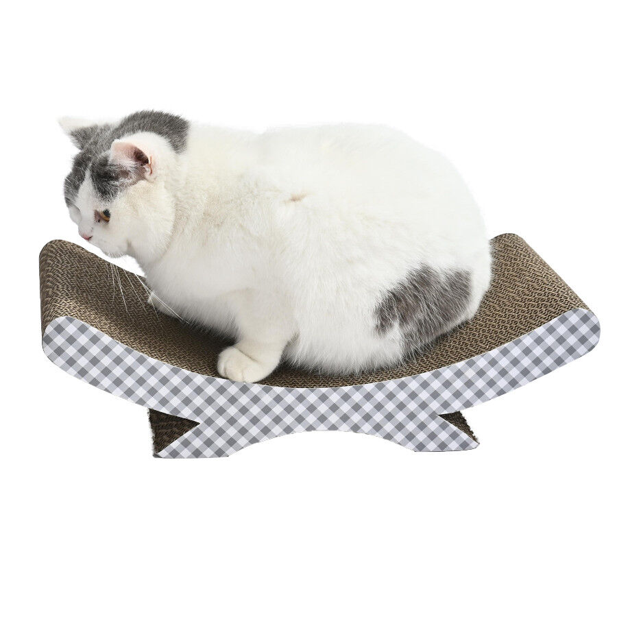 Leeby Remy Rocker arranhador de cart&atilde;o horizontal com padr&atilde;o vichy para gatos, , large Imagem n&uacute;mero 5