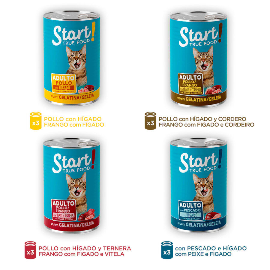 12 latas x 400 g Start Multipack de Carne e Peixe em Gelatina para Gatos, , large Imagem n&uacute;mero 3