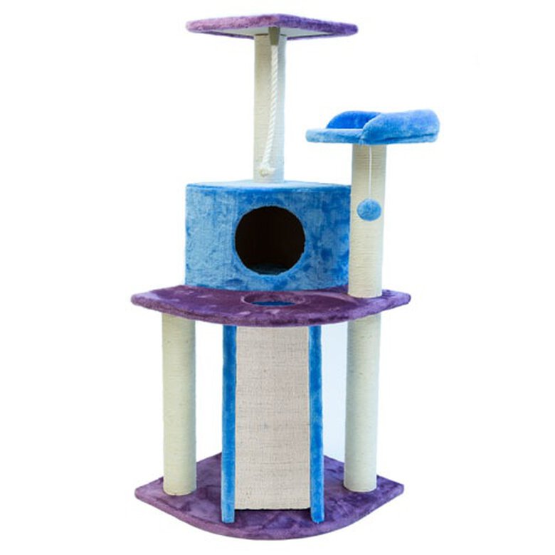 TK-Pet casa rascador para gatos con rampa y caseta image number null