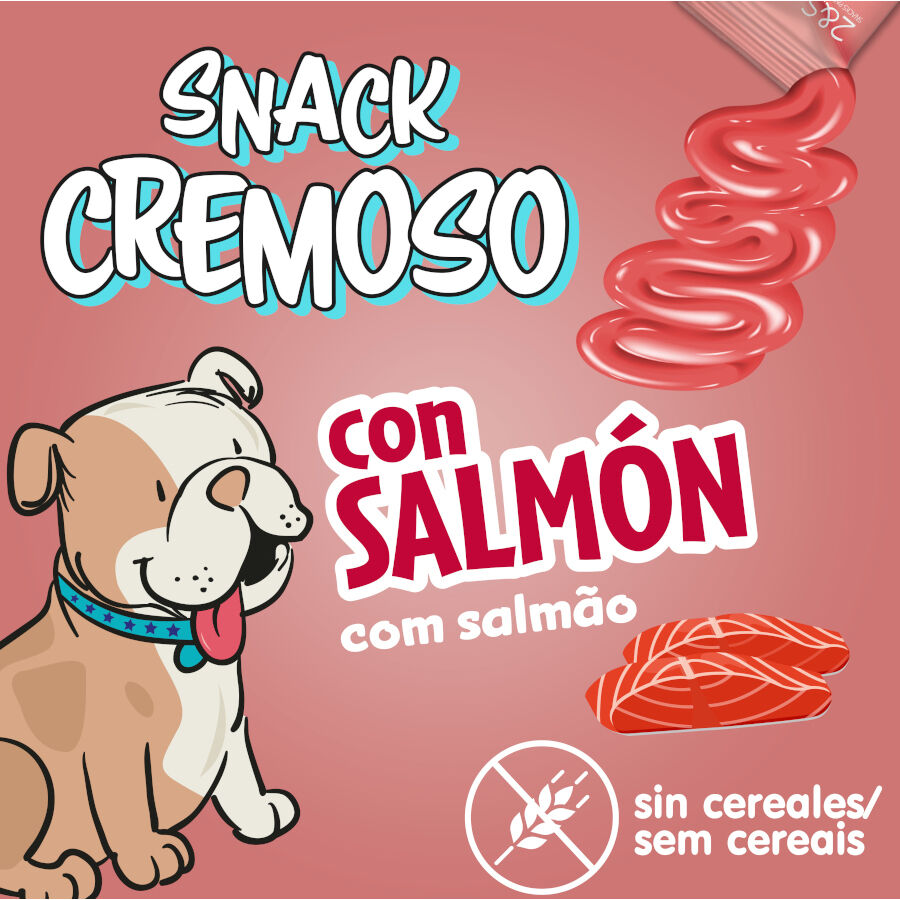 4 saquetas x 15 g 2&Snacks Snacks Cremosos com Salm&atilde;o para c&atilde;es, , large Imagem n&uacute;mero 3