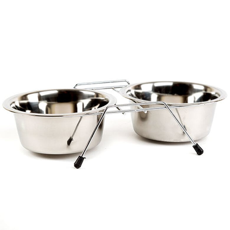 TK-Pet Comedouro Dupla com Base para animais de estimação,  Imagem número 1 TK-Pet comedero mascota acero inoxidable base doble Imagem número 1